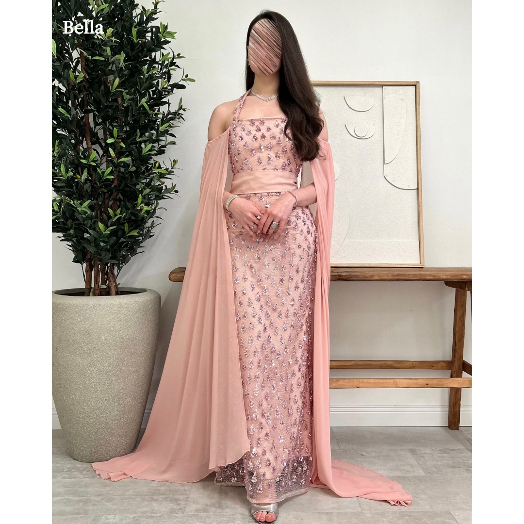 Women Formal Wear For Graduation - 벨라 맞춤형 새틴 오프숄더 스팽글 프롬