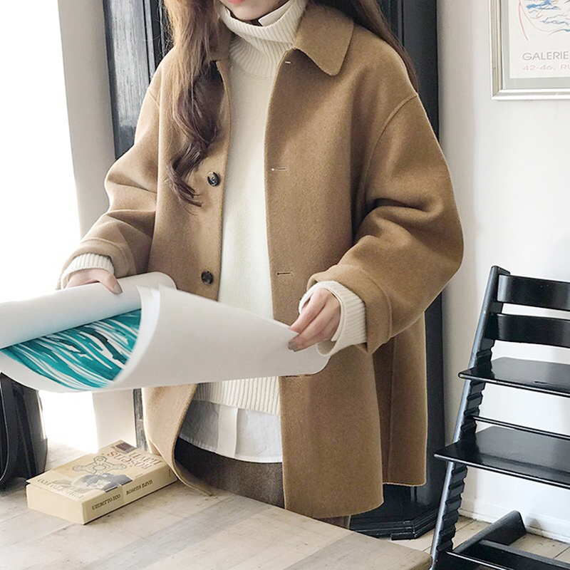 Tailored Coat Wool - Zoki-따뜻한 인조 모직 싱글 브레스트 루즈핏