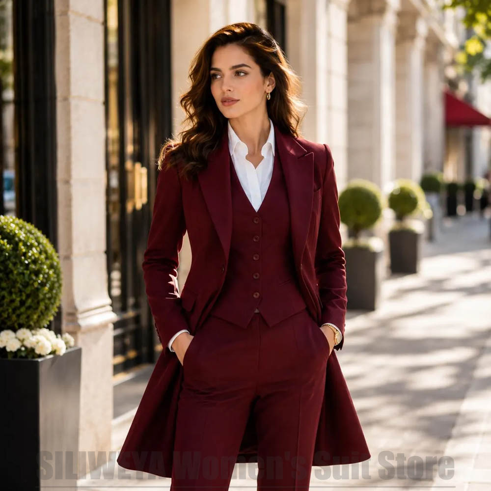 Women Formal Wear Outfits - 패션 여성 3피스 수트 우아한 피크