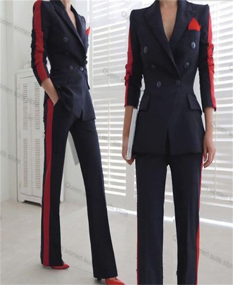 Women Formal Wear Black - 레드 블랙 가을 여성용 세트 세트,