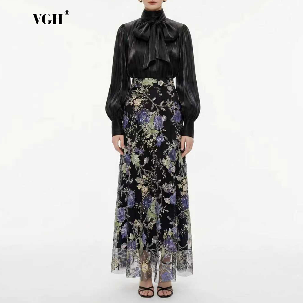 Women Formal Wear Black - VGH 여성용 우아하고 세련된 블랙 플로럴