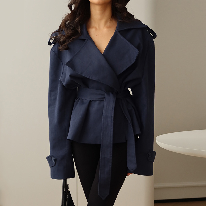 Women Formal Wear Belt - 가을 네이비 블루 여성 정장 원피스