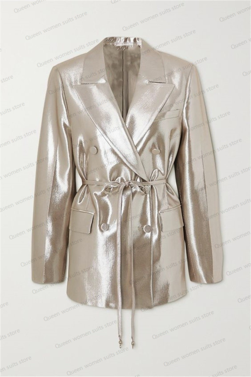 반짝이는 새틴 웨딩 세트 세트, 블레이저 및 와이드 레 - Women Formal Wear Belt 리뷰 및 가격