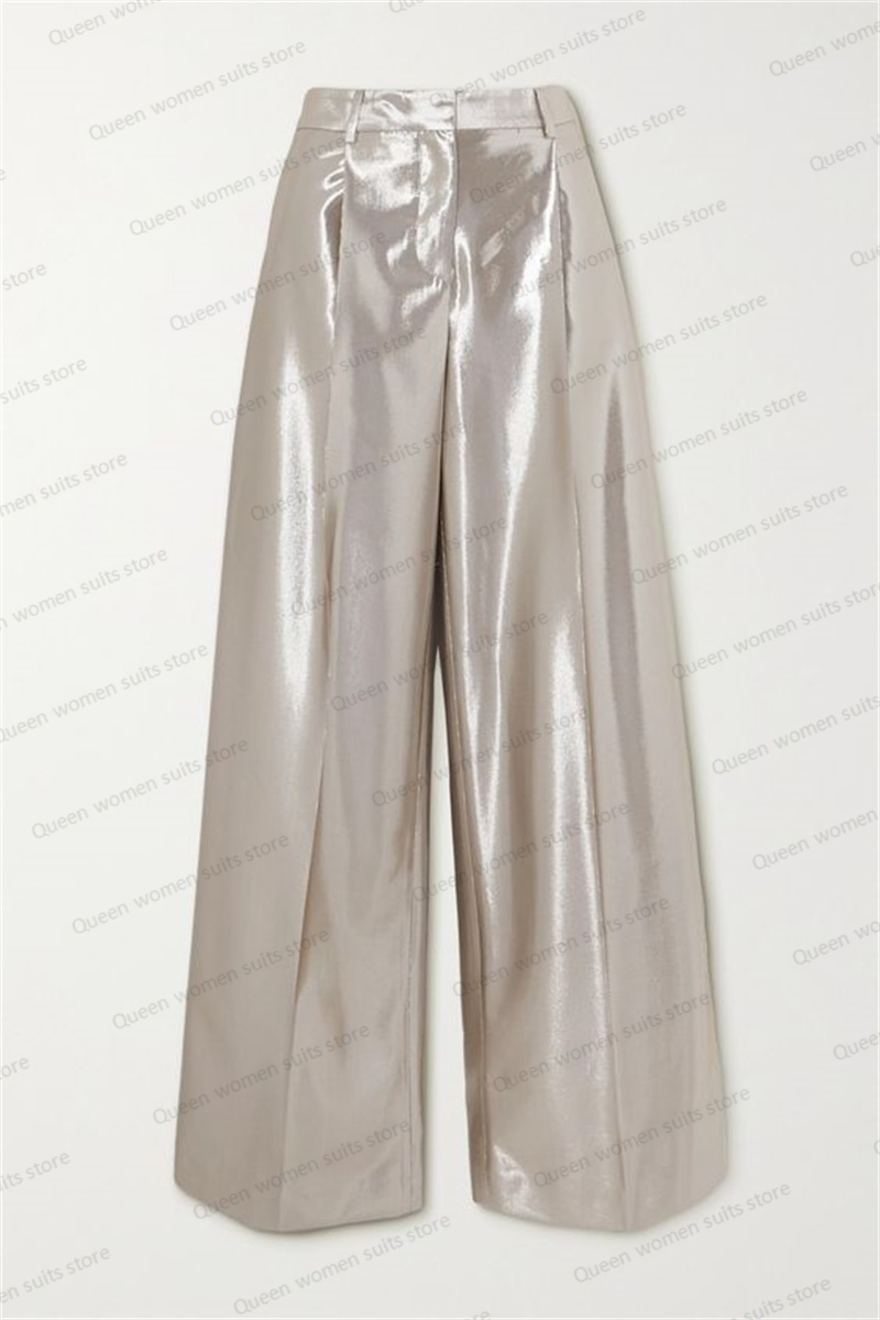 반짝이는 새틴 웨딩 세트 세트, 블레이저 및 와이드 레 - Women Formal Wear Belt 리뷰 및 가격