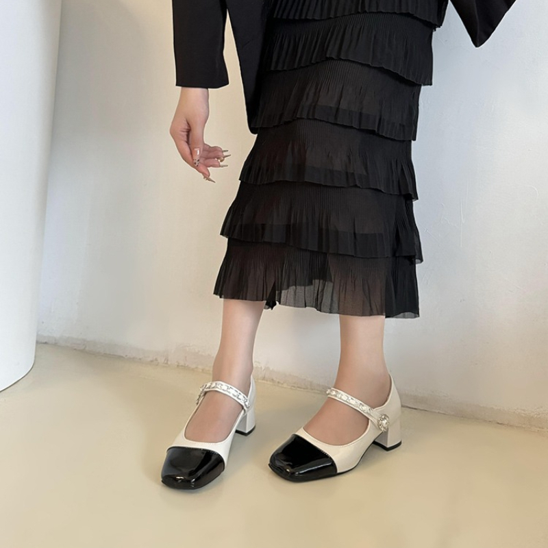 2026 펄 클래스프 두꺼운 굽 하이힐 블랙 화이트 클 - Women Formal Wear Heels 리뷰 및 가격
