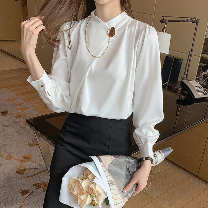 솔리드 컬러 우아한 긴 소매 작업복 셔츠 여성 패션 불 - Women Formal Wear Winter 리뷰 및 가격