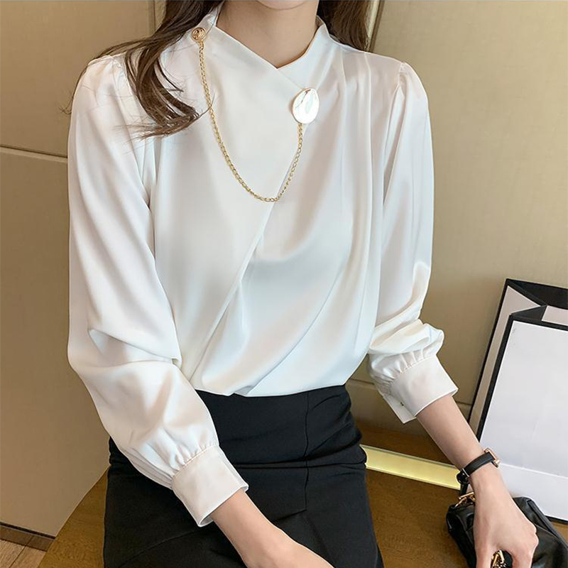 솔리드 컬러 우아한 긴 소매 작업복 셔츠 여성 패션 불 - Women Formal Wear Winter 리뷰 및 가격
