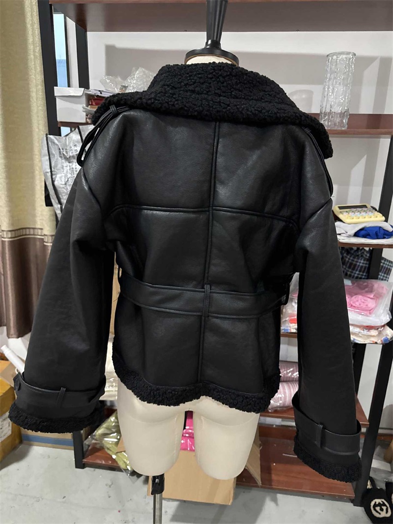 PU 가죽 퍼 블랙 여성 재킷 숏 미니 또는 롱 코트  - Women Formal Wear Belt 리뷰 및 가격