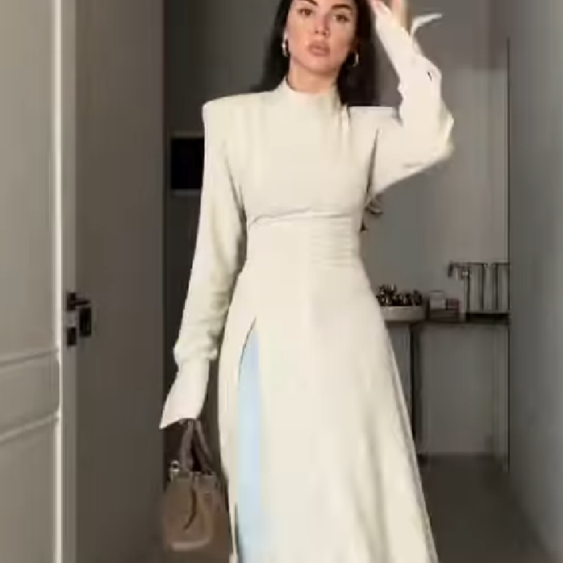 여성 우아한 하이넥 긴팔 맥시 드레스 섹시한 허리 슬리 - Women Formal Wear Outfits 리뷰 및 가격