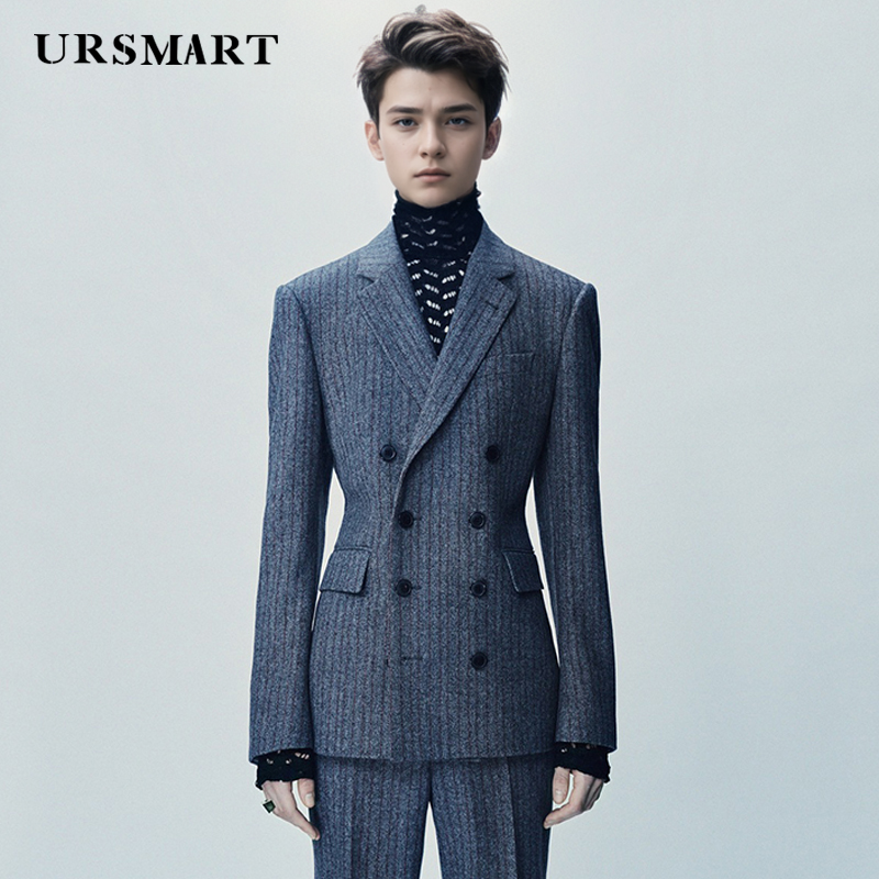 남성용 더블 브레스트 고품질 울 그레이 스트라이프 영국 - Tailored Coat Wool 리뷰 및 가격