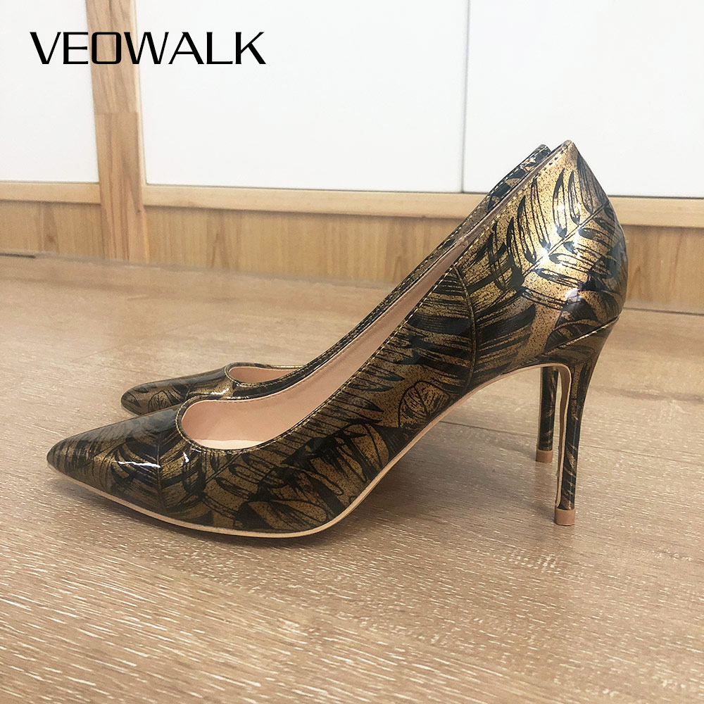 Veowalk 여성용 메탈릭 골드 패턴 펌프스 블랙 플 - Women Formal Wear Heels 리뷰 및 가격
