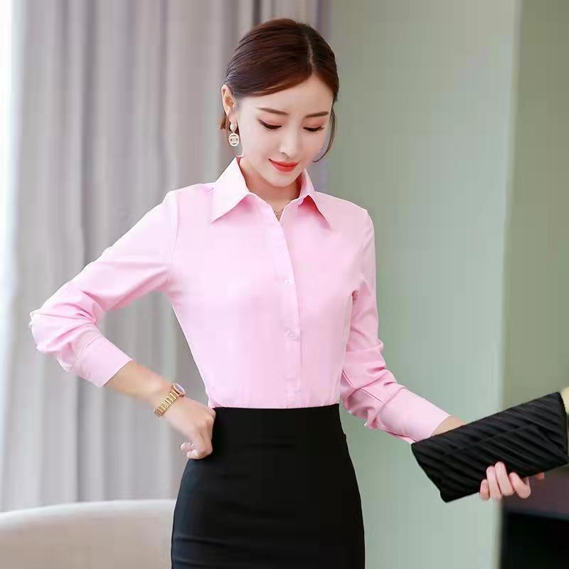 한국 슬림 블랙 화이트 블라우스 여성 긴팔 워크 셔츠  - Women Formal Wear Black 리뷰 및 가격