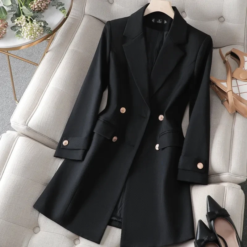 여성용 롱 블레이저 카키, 커피 블랙, 오피스 레이디  - Women Formal Wear Black 리뷰 및 가격