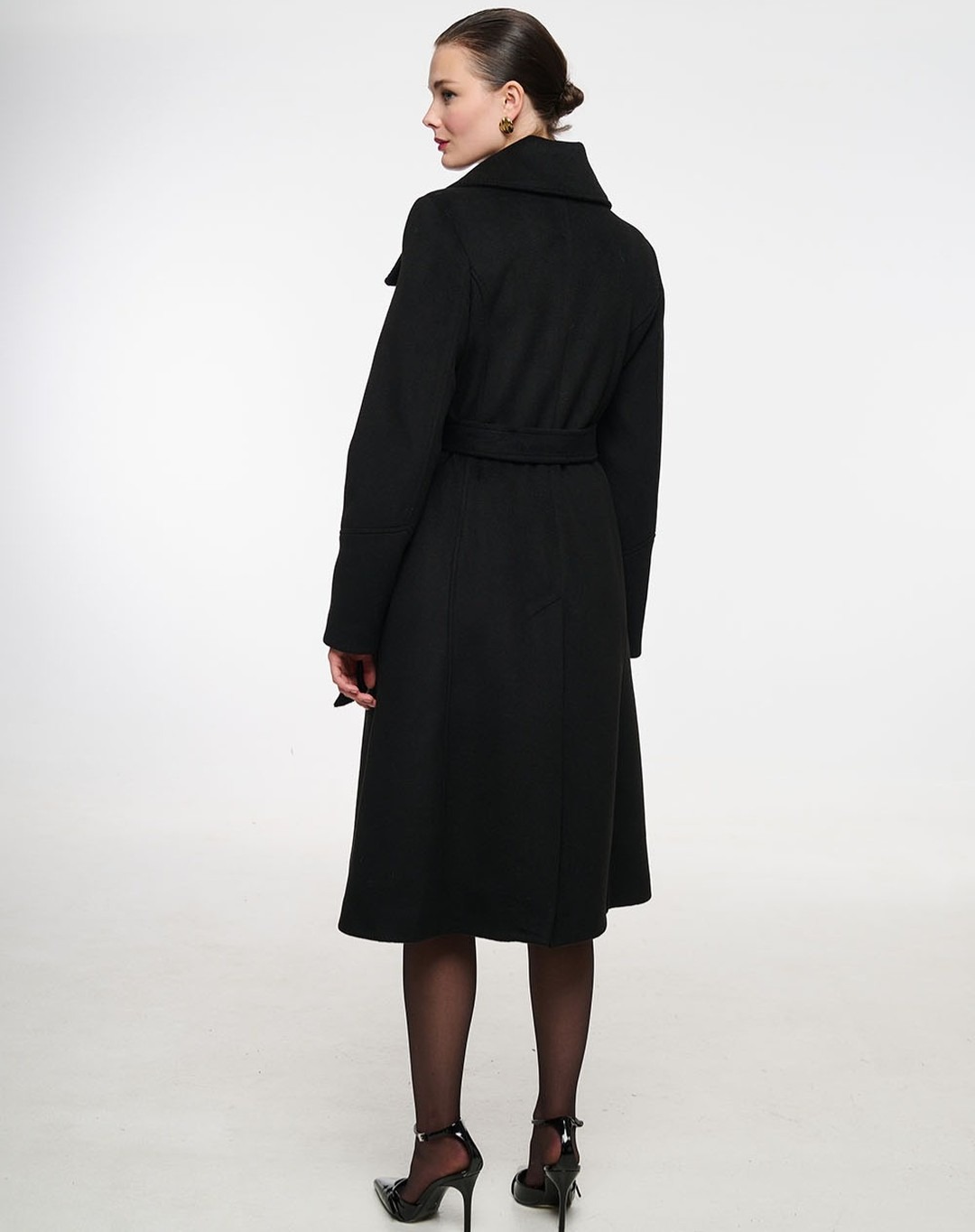 빈티지 블랙 스탠드 칼라 여성 울 코트 플러스 사이즈  - Women Formal Wear Belt 리뷰 및 가격