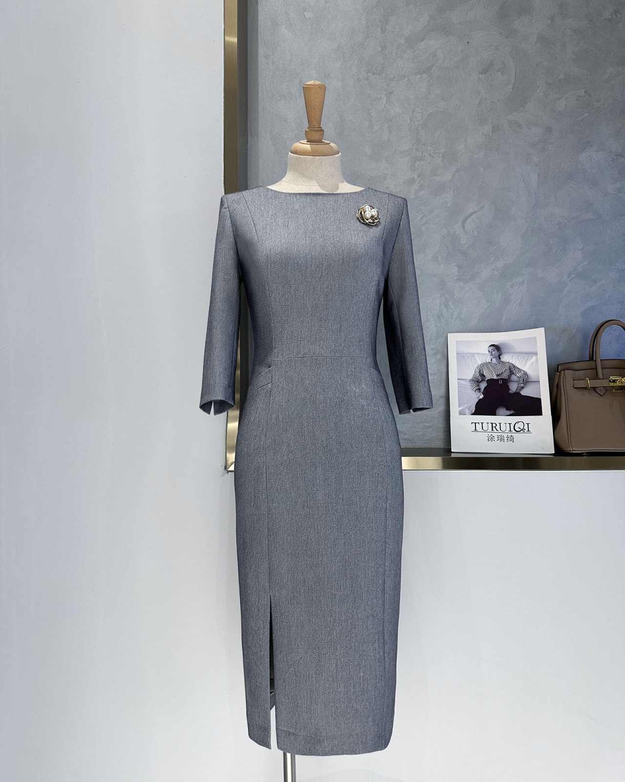 우아한 그레이 페플럼 여성 정장 세트 라운드 넥 블레이 - Women Formal Wear For Conference 리뷰 및 가격