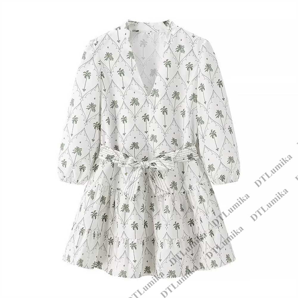 DTLumika 팜트리 프린트 랩 드레스, V 넥 타이 - Women'S Formal Resort Wear 리뷰 및 가격